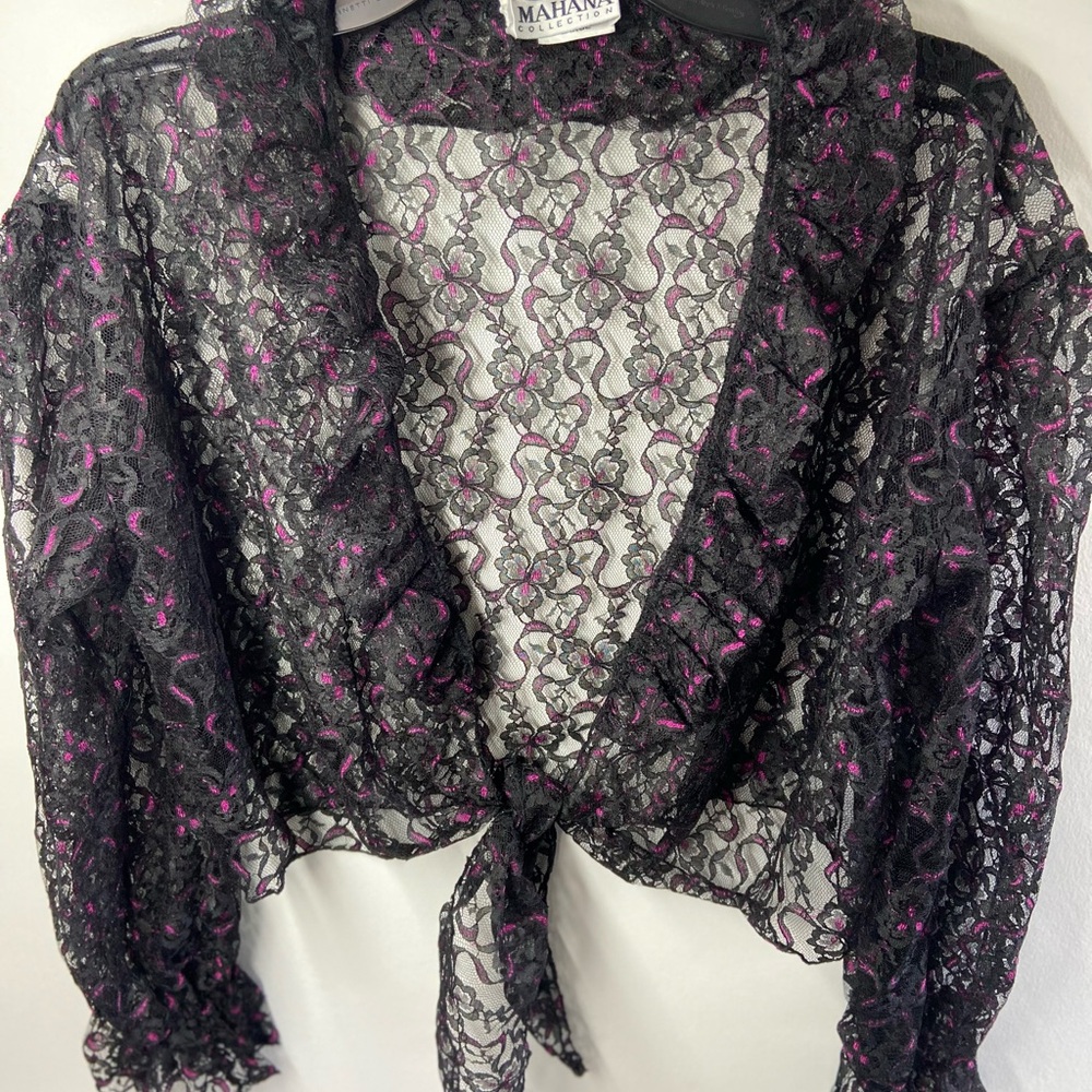 Black and Pink Lace Blouse